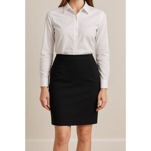 Express Design Studio Black Pencil Skirt Career Office Button Back Size 12